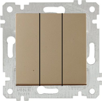 Выключатель трехклавишный скрытый MUTLUSAN Rita золото (2200 409 0280) купить в Мастак Выключатель трехклавишный скрытый MUTLUSAN Rita золото (2200 409 0280) купить в сети строительных магазинов Мастак
