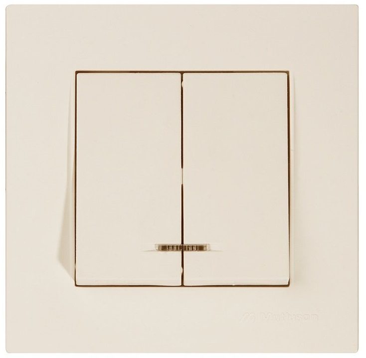 Выключатель двухклавишный скрытый с подсветкой MUTLUSAN Rita кремовый (2220 426 0102) купить в Мастак Выключатель двухклавишный скрытый с подсветкой MUTLUSAN Rita кремовый (2220 426 0102) купить в сети строительных магазинов Мастак