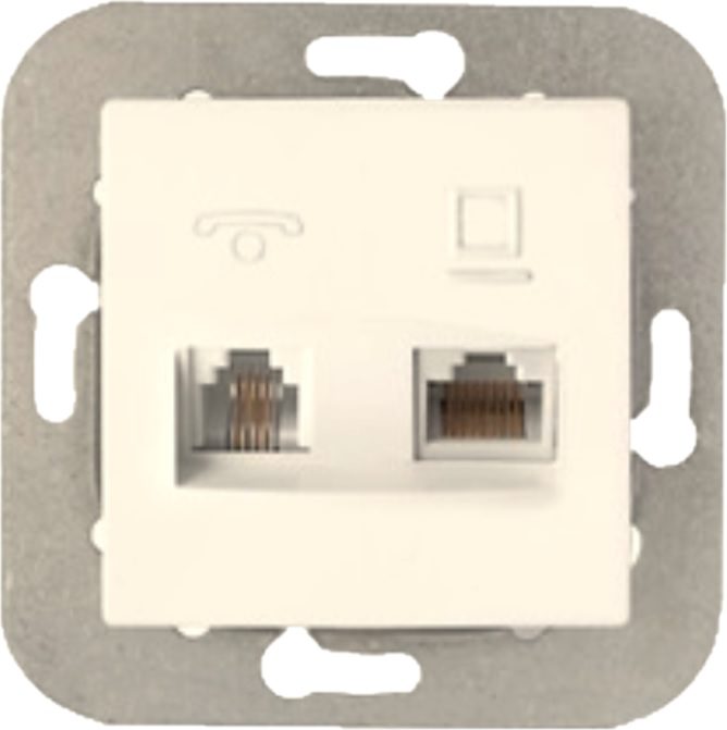 Розетка компьютерная и телефонная BYLECTRICA Стиль бежевая (ТРК-004 бежевый) купить в Мастак Розетка компьютерная и телефонная BYLECTRICA Стиль бежевая (ТРК-004 бежевый) купить в сети строительных магазинов Мастак
