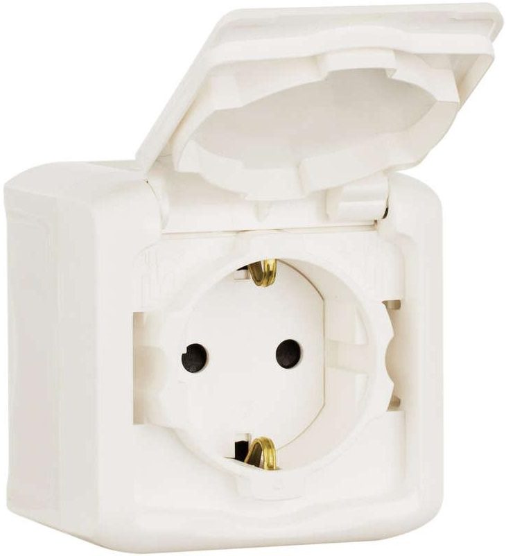 Розетка наружная с крышкой и заземлением LEGRAND Quteo белая (782321) купить в Мастак Розетка наружная с крышкой и заземлением LEGRAND Quteo белая (782321) купить в сети строительных магазинов Мастак