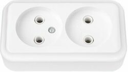 Розетка двойная наружная BYLECTRICA Пралеска белая (РА16-260) купить в сети строительных магазинов Мастак