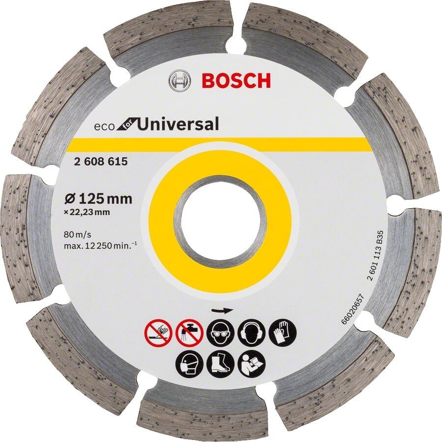 Круг алмазный 125х22 мм универсальный сегментированный BOSCH Eco for Universal (2608615041) купить в Мастак Круг алмазный 125х22 мм универсальный сегментированный BOSCH Eco for Universal (2608615041) купить в сети строительных магазинов Мастак