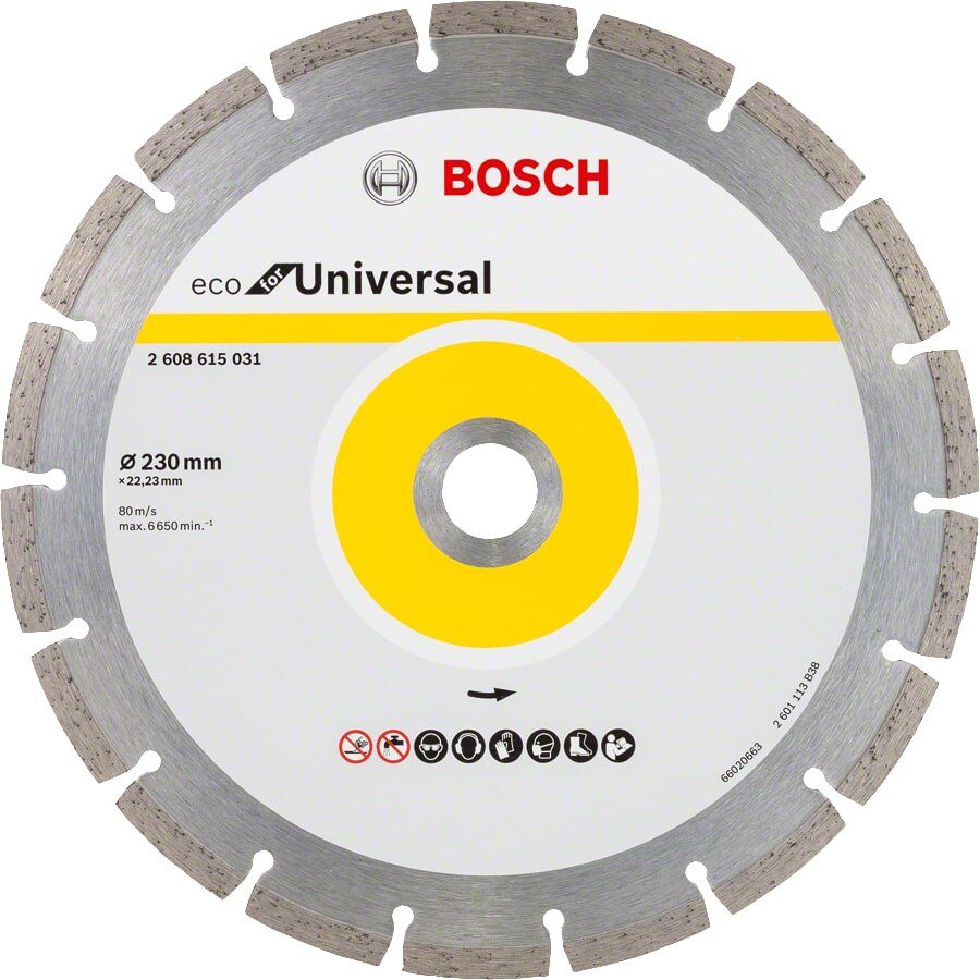 Круг алмазный 230х22 мм сегментированнный BOSCH Eco for Universal (2608615044) купить в Мастак Круг алмазный 230х22 мм сегментированнный BOSCH Eco for Universal (2608615044) купить в сети строительных магазинов Мастак