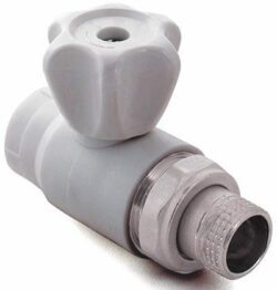 Кран шаровой ПП для радиатора 20х1/2" серый РосТурПласт (27903) купить в сети строительных магазинов Мастак