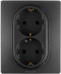Розетка двойная скрытая с заземлением LEGRAND Etika антрацит (672623) купить в сети строительных магазинов Мастак