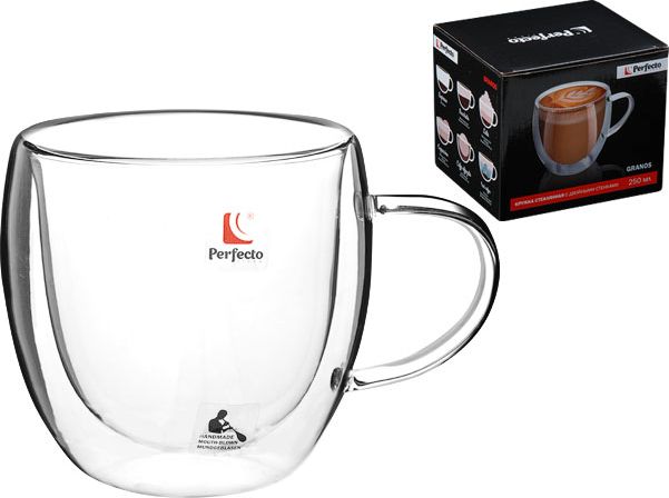 Кружка стеклянная PERFECTO LINEA Granos с двойными стенками 250 мл (30-002250) купить в Мастак Кружка стеклянная PERFECTO LINEA Granos с двойными стенками 250 мл (30-002250) купить в сети строительных магазинов Мастак