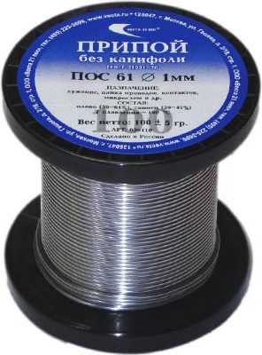 Припой ВЕКТА ПОС-61 без канифоли 1 мм катушка 100 г (30110) купить в Мастак Припой ВЕКТА ПОС-61 без канифоли 1 мм катушка 100 г (30110) купить в сети строительных магазинов Мастак