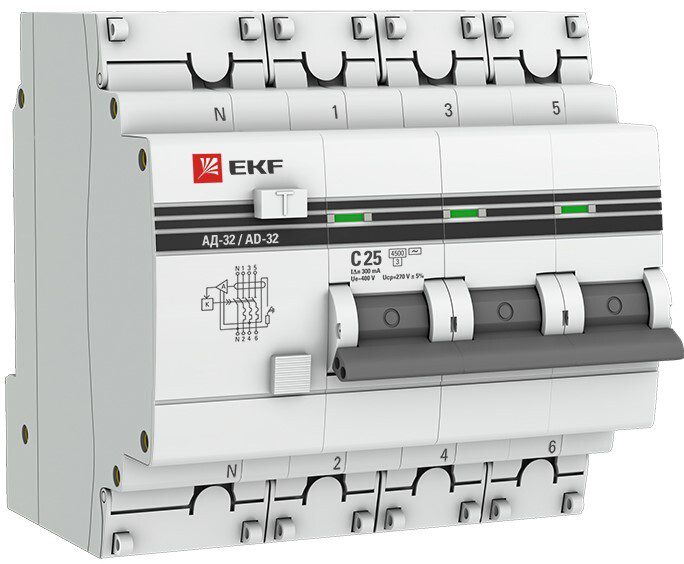 Дифавтомат EKF PROxima АД-32 3P+N 32А 30мА тип AC (DA32-32-30-4p-pro) купить в Мастак Дифавтомат EKF PROxima АД-32 3P+N 32А 30мА тип AC (DA32-32-30-4p-pro) купить в сети строительных магазинов Мастак