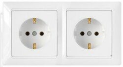 Розетка двойная скрытая с заземлением BYLECTRICA Стиль белая (РС16-355) купить в сети строительных магазинов Мастак