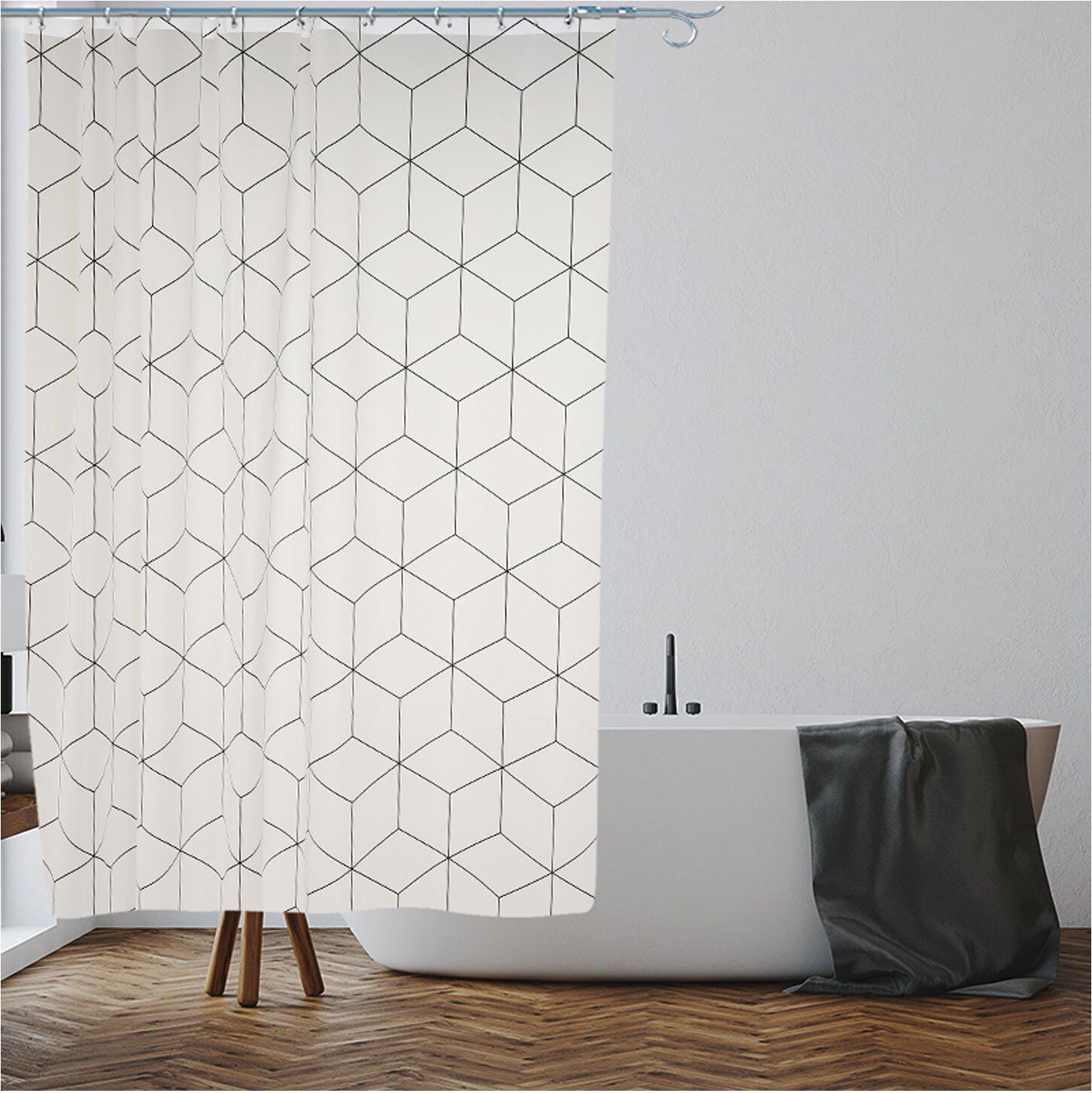 Штора для ванной комнаты 180х180 с кольцами PERFECTO LINEA Secret геометрия белая (36-118001) купить в Мастак Штора для ванной комнаты 180х180 с кольцами PERFECTO LINEA Secret геометрия белая (36-118001) купить в сети строительных магазинов Мастак