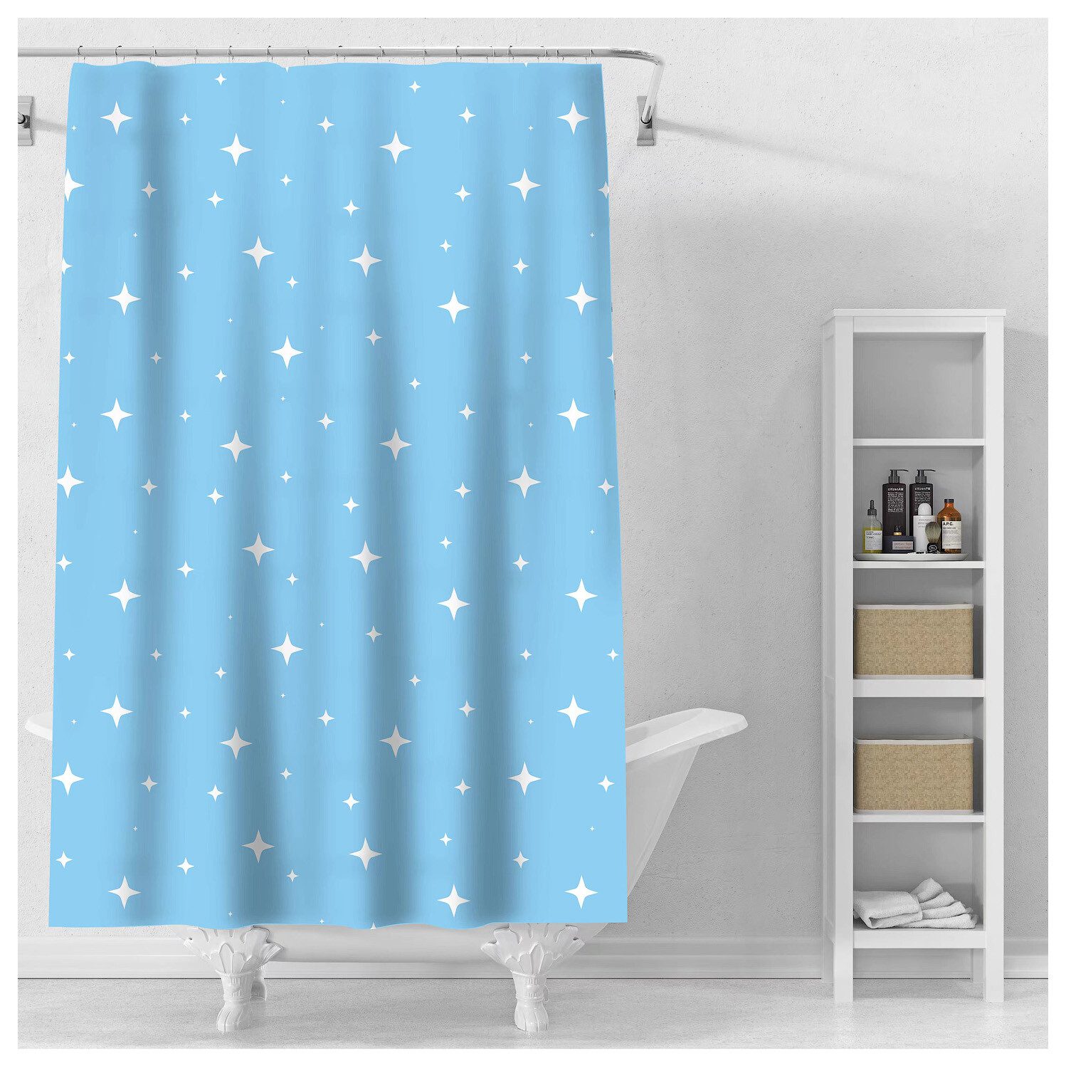 Штора для ванной комнаты 180х180 с кольцами PERFECTO LINEA Secret звездное небо (36-118102) купить в Мастак Штора для ванной комнаты 180х180 с кольцами PERFECTO LINEA Secret звездное небо (36-118102) купить в сети строительных магазинов Мастак