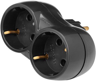 Разветвитель двойной для розетки BYLECTRICA с заземлением 16А 250В черный (РВ16-373ч) купить в Мастак Разветвитель двойной для розетки BYLECTRICA с заземлением 16А 250В черный (РВ16-373ч) купить в сети строительных магазинов Мастак