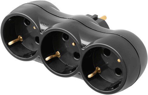 Разветвитель тройник для розетки BYLECTRICA с заземлением 16А 250В черный (РВ16-375ч) купить в Мастак Разветвитель тройник для розетки BYLECTRICA с заземлением 16А 250В черный (РВ16-375ч) купить в сети строительных магазинов Мастак