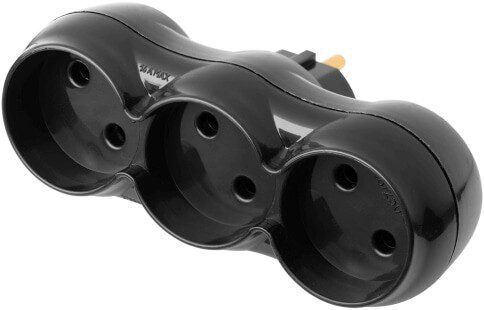 Разветвитель тройник для розетки BYLECTRICA 16А 250В черный (РВ16-376ч) купить в Мастак Разветвитель тройник для розетки BYLECTRICA 16А 250В черный (РВ16-376ч) купить в сети строительных магазинов Мастак