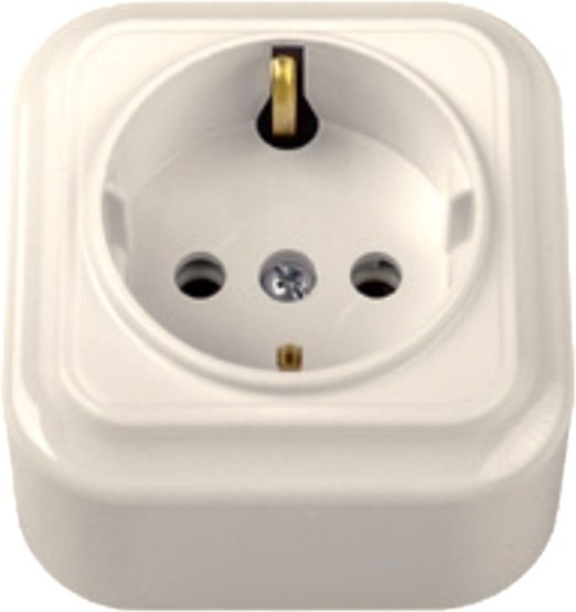 Розетка наружная с заземлением BYLECTRICA Вариант бежевая (РА16-0102 бежевый) купить в Мастак Розетка наружная с заземлением BYLECTRICA Вариант бежевая (РА16-0102 бежевый) купить в сети строительных магазинов Мастак