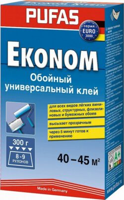 Клей обойный PUFAS EURO 3000 Эконом универсальный 300 г купить в сети строительных магазинов Мастак
