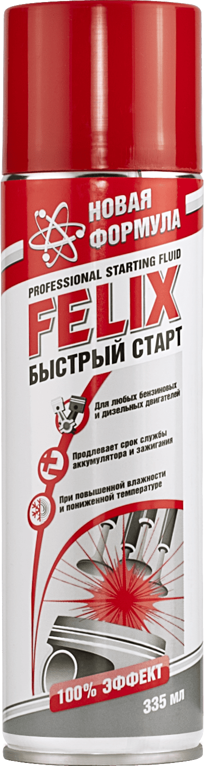 Присадка для быстрого запуска двигателя FELIX 335 мл (411040018) купить в Мастак Присадка для быстрого запуска двигателя FELIX 335 мл (411040018) купить в сети строительных магазинов Мастак