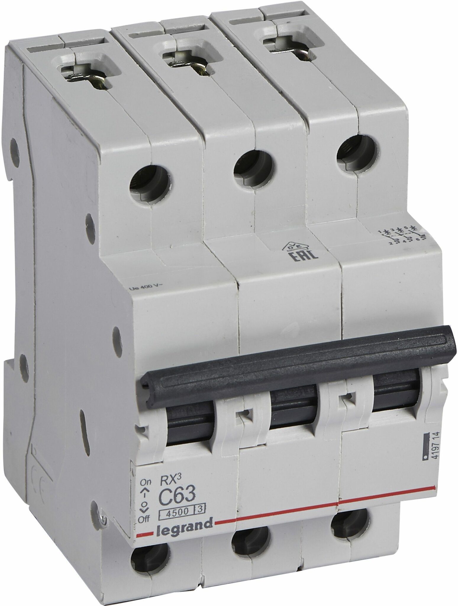 Автоматический выключатель LEGRAND RX3 4500 3P 63А С 4 Автоматический выключатель LEGRAND RX3 4500 3P 63А С 4