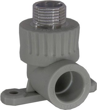 Угольник с креплением ПП 20х1/2" с наружной резьбой РосТурПласт серый (11056) купить в Мастак Угольник с креплением ПП 20х1/2" с наружной резьбой РосТурПласт серый (11056) купить в сети строительных магазинов Мастак