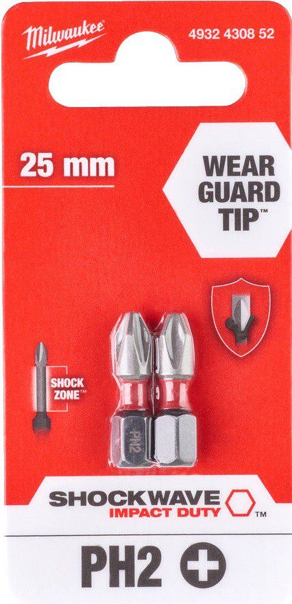 Бита для шуруповерта ударная PH2 25 мм MILWAUKEE Shockwave 2 штуки (4932430852) купить в Мастак Бита для шуруповерта ударная PH2 25 мм MILWAUKEE Shockwave 2 штуки (4932430852) купить в сети строительных магазинов Мастак