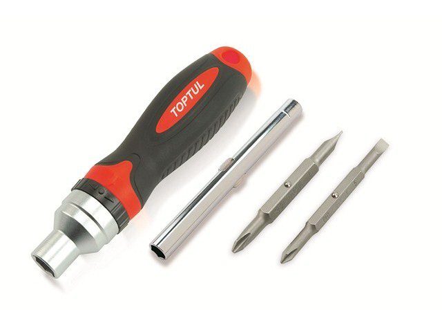 Отвертка реверсивная с набором бит и удлинителем TOPTUL (GAAR0402) купить в Мастак Отвертка реверсивная с набором бит и удлинителем TOPTUL (GAAR0402) купить в сети строительных магазинов Мастак