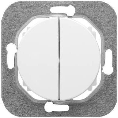 Выключатель двухклавишный cкрытый BYLECTRICA Прованс белый (С5 10-3302) купить в Мастак Выключатель двухклавишный cкрытый BYLECTRICA Прованс белый (С5 10-3302) купить в сети строительных магазинов Мастак