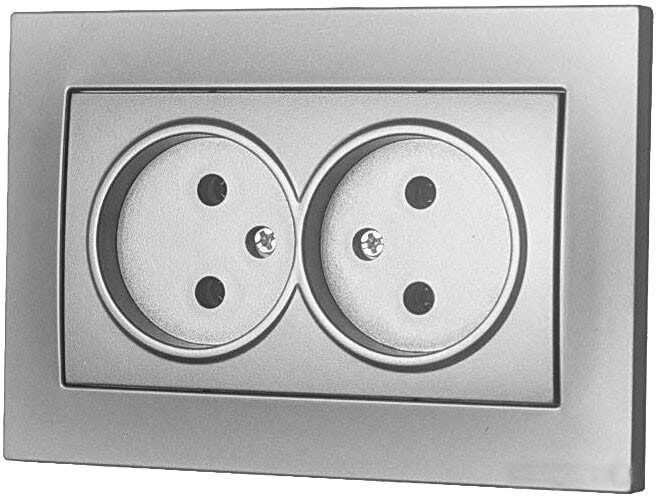 Розетка двойная скрытая EL-BI Vega серебро (510-011030-908) купить в Мастак Розетка двойная скрытая EL-BI Vega серебро (510-011030-908) купить в сети строительных магазинов Мастак