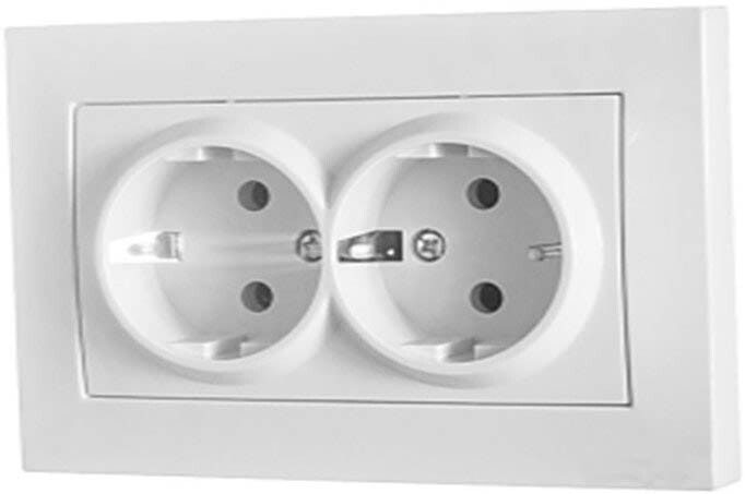 Розетка двойная скрытая с заземлением EL-BI Vega белая (510-015630-907) купить в Мастак Розетка двойная скрытая с заземлением EL-BI Vega белая (510-015630-907) купить в сети строительных магазинов Мастак