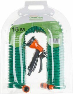 Шланг спиральный STARTUL GARDEN 15 м и поливочный набор (ST6015-03) купить в сети строительных магазинов Мастак
