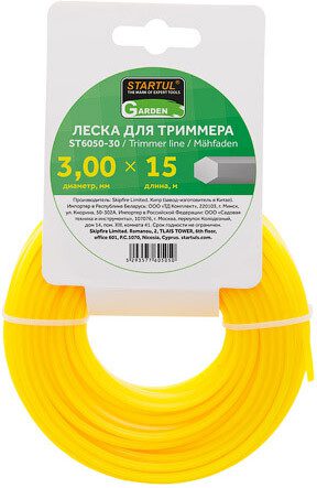 Леска для триммера d 3 мм x 15 м сечение шестигранное STARTUL GARDEN (ST6050-30) купить в Мастак Леска для триммера d 3 мм x 15 м сечение шестигранное STARTUL GARDEN (ST6050-30) купить в сети строительных магазинов Мастак