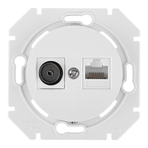 Розетка компьютерная и телевизионная скрытая BYLECTRICA Прованс белая (ТК-6351) купить в Мастак Розетка компьютерная и телевизионная скрытая BYLECTRICA Прованс белая (ТК-6351) купить в сети строительных магазинов Мастак