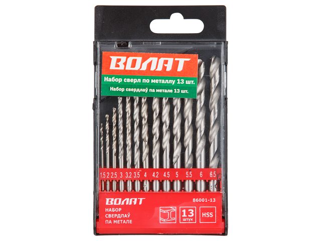 Набор сверл по металлу 13 штук ВОЛАТ (86001-13) купить в Мастак Набор сверл по металлу 13 штук ВОЛАТ (86001-13) купить в сети строительных магазинов Мастак