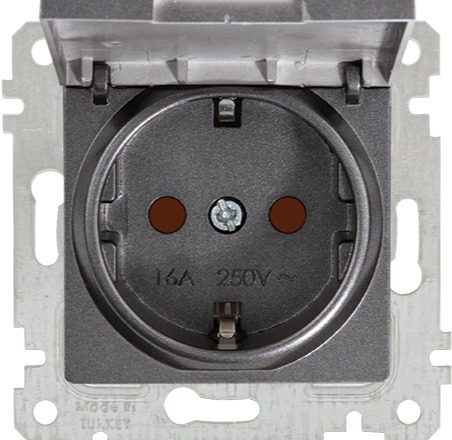 Розетка скрытая с крышкой и заземлением MUTLUSAN Rita дымчатая (2200 611 0295) купить в Мастак Розетка скрытая с крышкой и заземлением MUTLUSAN Rita дымчатая (2200 611 0295) купить в сети строительных магазинов Мастак