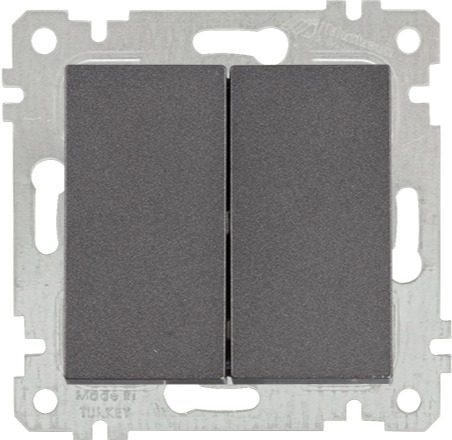 Выключатель двухклавишный скрытый MUTLUSAN Rita дымчатый (2200 402 0295) купить в Мастак Выключатель двухклавишный скрытый MUTLUSAN Rita дымчатый (2200 402 0295) купить в сети строительных магазинов Мастак