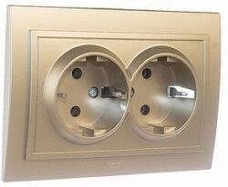 Розетка двойная скрытая с заземлением EL-BI Zena титан (500-011420-907) купить в сети строительных магазинов Мастак