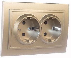 Розетка двойная скрытая с заземлением EL-BI Zena титан (500-011420-907) купить в Мастак Розетка двойная скрытая с заземлением EL-BI Zena титан (500-011420-907) купить в сети строительных магазинов Мастак