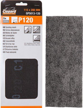 Сетка абразивная 115х280 мм Р120 GEPARD 5 штук (GP5013-120) купить в Мастак Сетка абразивная 115х280 мм Р120 GEPARD 5 штук (GP5013-120) купить в сети строительных магазинов Мастак