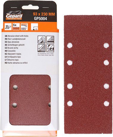 Шлифлист самосцепляющийся 93х230 мм Р80 GEPARD 5 штук (GP5004-80) купить в Мастак Шлифлист самосцепляющийся 93х230 мм Р80 GEPARD 5 штук (GP5004-80) купить в сети строительных магазинов Мастак
