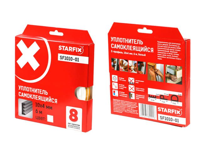 Уплотнитель тип E белый 10х4 мм STARFIX 6 м (SF1010-01) (SF1010-01) купить в Мастак Уплотнитель тип E белый 10х4 мм STARFIX 6 м (SF1010-01) (SF1010-01) купить в сети строительных магазинов Мастак