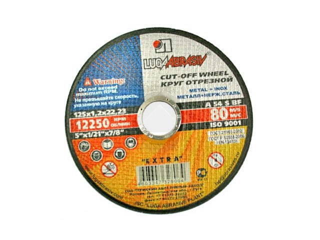 Круг отрезной 230х1.6x22.2 мм LUGAABRASIV для нержавеющей стали (4603347347362) купить в Мастак Круг отрезной 230х1.6x22.2 мм LUGAABRASIV для нержавеющей стали (4603347347362) купить в сети строительных магазинов Мастак