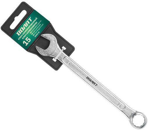 Ключ комбинированный 15 мм ВОЛАТ (16030-15) купить в Мастак Ключ комбинированный 15 мм ВОЛАТ (16030-15) купить в сети строительных магазинов Мастак