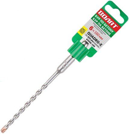 Бур (сверло) SDS-plus 6х100х160 мм ВОЛАТ Quadro-x (83006-160) купить в Мастак Бур (сверло) SDS-plus 6х100х160 мм ВОЛАТ Quadro-x (83006-160) купить в сети строительных магазинов Мастак