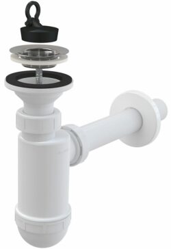 Сифон для умывальника O32 с нержавеющей peшeткой O63 ALCAPLAST (A410-BL-01) купить в сети строительных магазинов Мастак