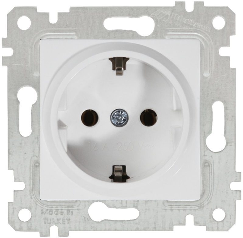 Розетка скрытая с заземлением MUTLUSAN Rita белая (2200 600 0201) купить в Мастак Розетка скрытая с заземлением MUTLUSAN Rita белая (2200 600 0201) купить в сети строительных магазинов Мастак