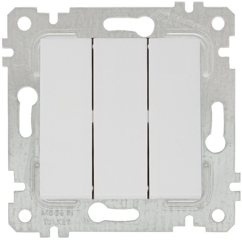 Выключатель трехклавишный скрытый MUTLUSAN Rita белый (2200 409 0201) купить в Мастак Выключатель трехклавишный скрытый MUTLUSAN Rita белый (2200 409 0201) купить в сети строительных магазинов Мастак