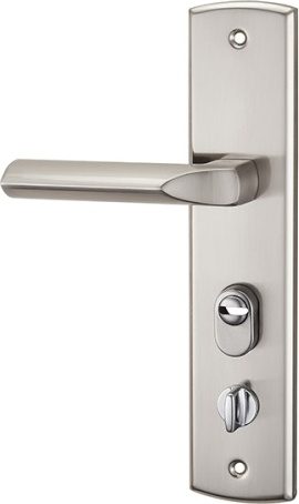 Ручка дверная на планке с защелкой ARNI А1416К S017-R SN матовый никель купить в Мастак Ручка дверная на планке с защелкой ARNI А1416К S017-R SN матовый никель купить в сети строительных магазинов Мастак