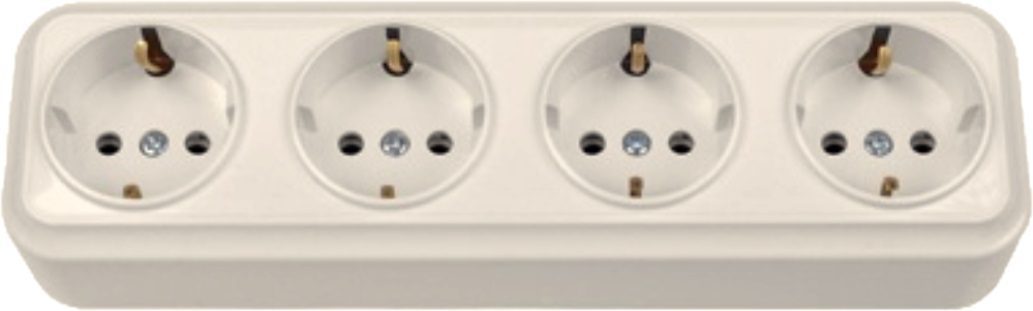 Розетка четверная наружная с заземлением BYLECTRICA Вариант бежевая (РА16-0182 бежевый) купить в Мастак Розетка четверная наружная с заземлением BYLECTRICA Вариант бежевая (РА16-0182 бежевый) купить в сети строительных магазинов Мастак