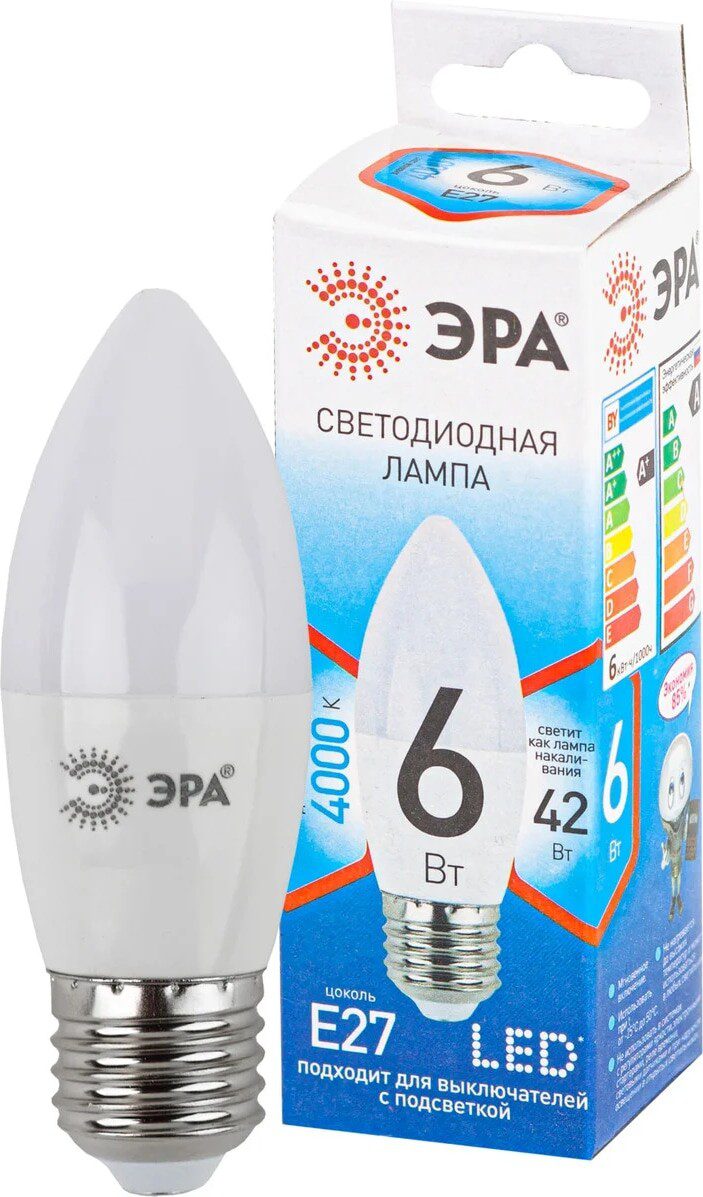 Лампа светодиодная E27 ЭРА QX В35 6 Вт 4000K купить в Мастак Лампа светодиодная E27 ЭРА QX В35 6 Вт 4000K купить в сети строительных магазинов Мастак