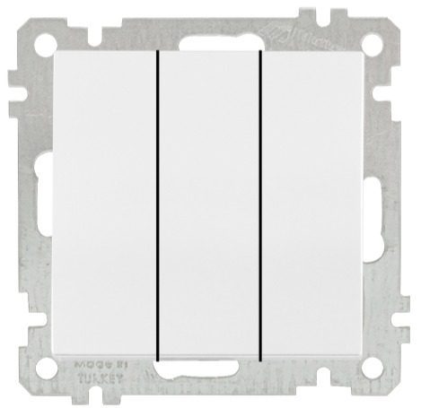 Выключатель трехклавишный скрытый MUTLUSAN Daria белый (2100 409 0101) купить в Мастак Выключатель трехклавишный скрытый MUTLUSAN Daria белый (2100 409 0101) купить в сети строительных магазинов Мастак