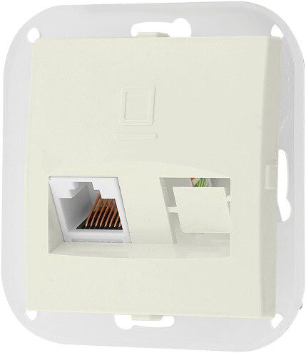 Розетка компьютерная BYLECTRICA Стиль бежевая (РК18-007 бежевый) купить в Мастак Розетка компьютерная BYLECTRICA Стиль бежевая (РК18-007 бежевый) купить в сети строительных магазинов Мастак